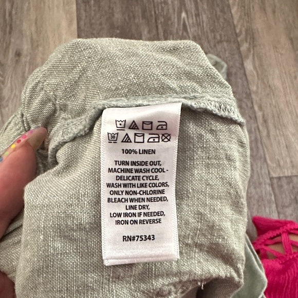 CYNTHIA ROWLEY | Light Green Wide Leg Linen Pants - Picture 10 of 13